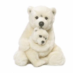 Peluche Maman ours polaire - 28cm avec bébé
