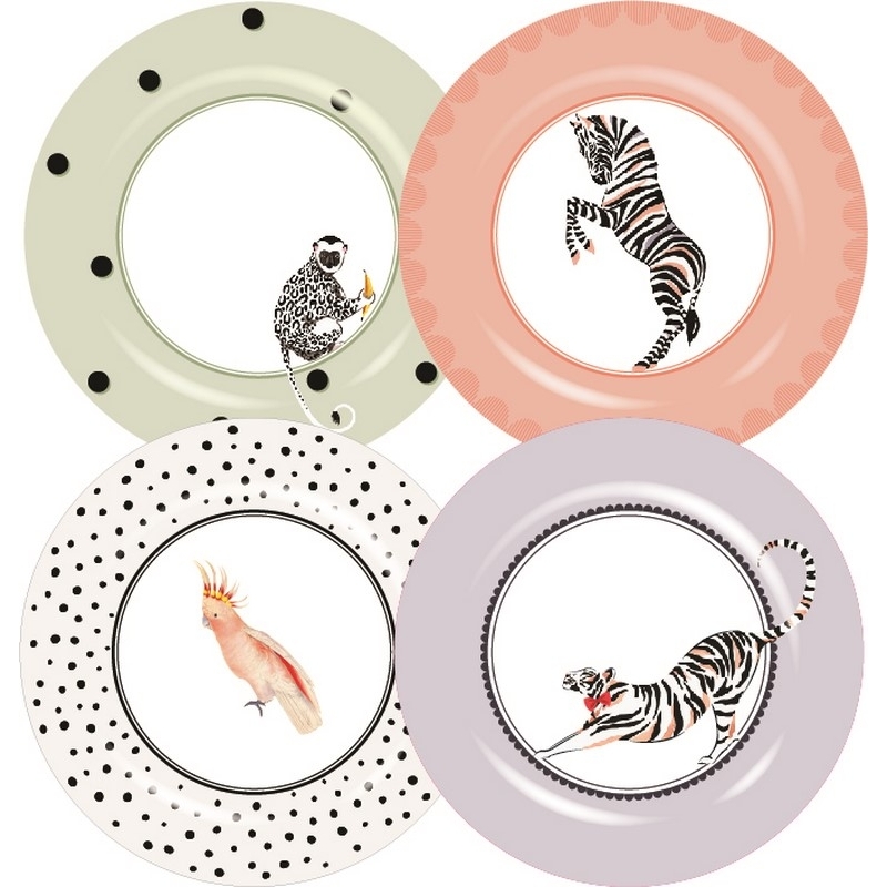 Pique-nique - Set de 4 assiettes 26,5cm en melamine