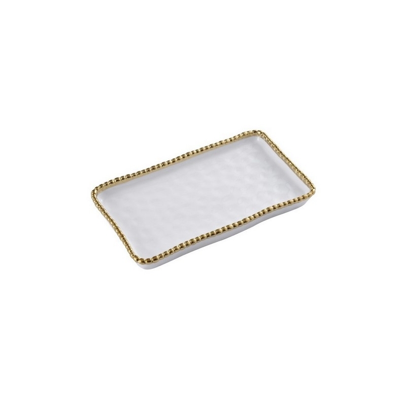 Plateau rectangulaire - 25,4x14,6x2,5cm - VANITY ACCESSORIES WITH GOLD BEADS