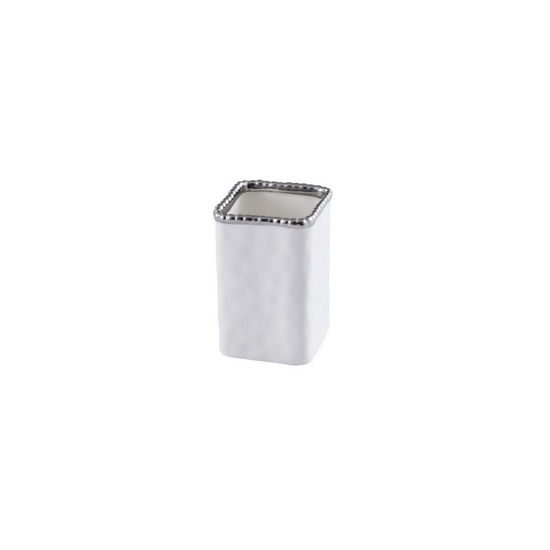 Porte-brosse à dents - 7,6x7,6x11,4cm - VANITY ACCESSORIES WITH SILVER BEADS