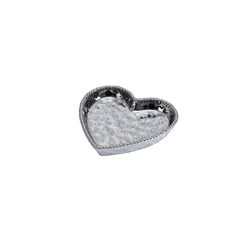 Plat cœur argent - 17,8x17,8x3,2cm - LOVE IS IN THE AIR