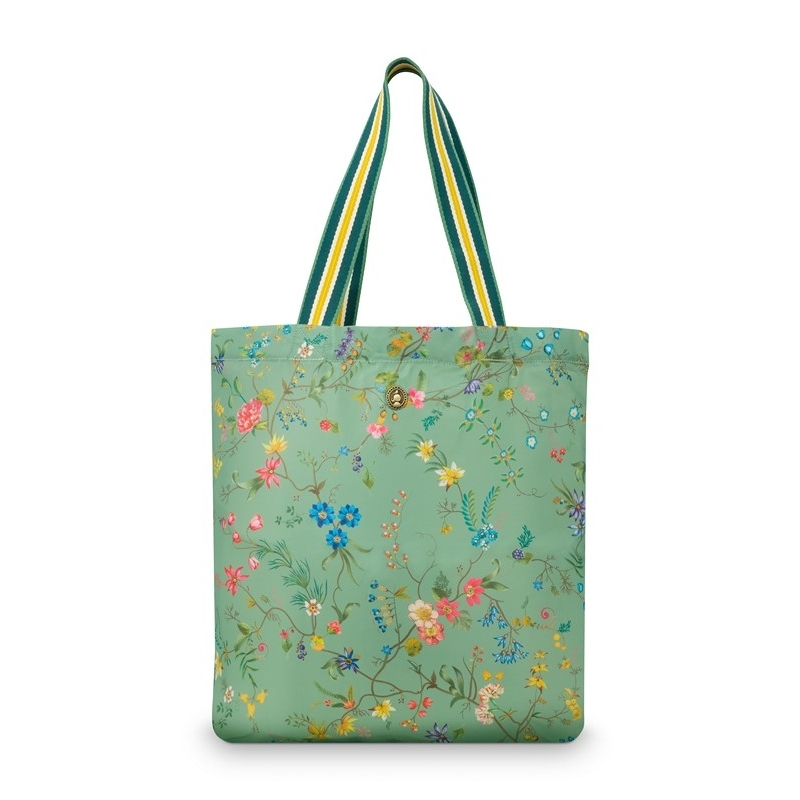 Sac pliable - Petites Fleurs - Vert - 48x15x35cm