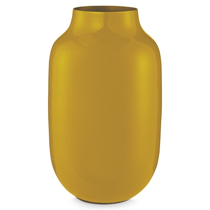 Mini vase métal ovale Jaune 14cm