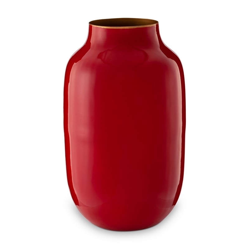 Mini vase métal ovale Rouge 14cm