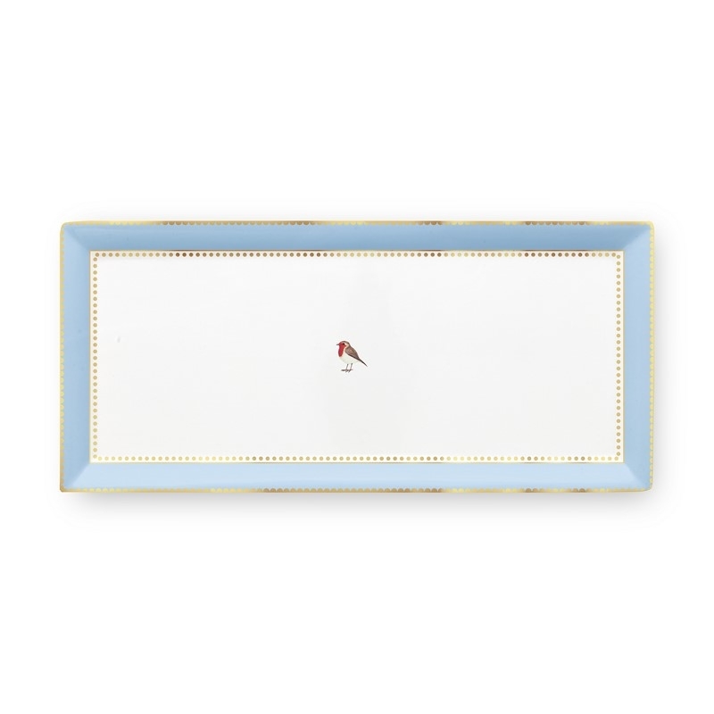 Plat à cake rectangulaire Love Birds Bleu/Kaki - 33,3x15,5cm