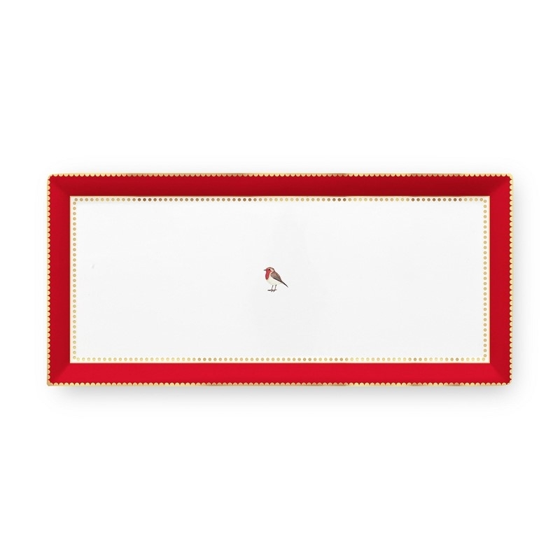 Plat à cake rectangulaire Love Birds Rouge/Rose - 33,3x15,5cm