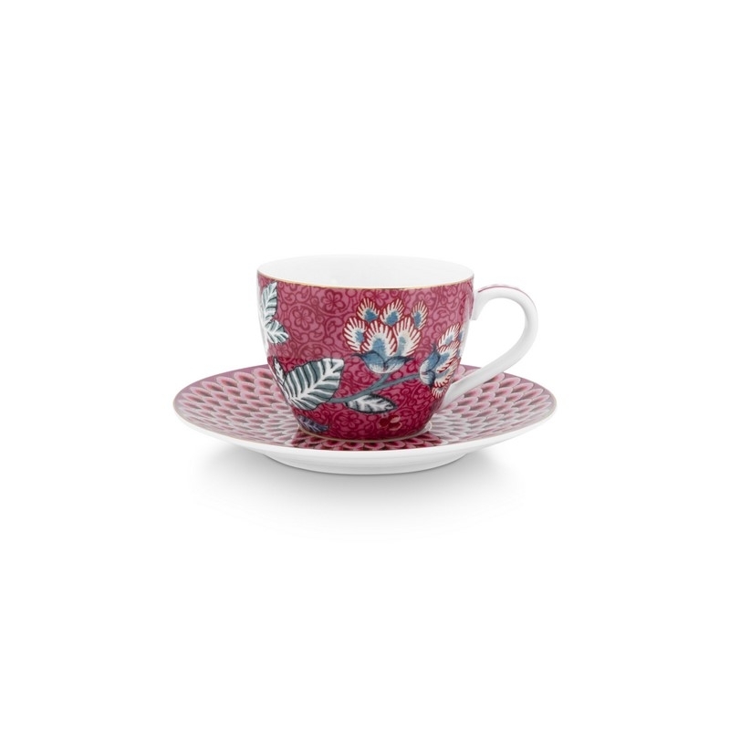 Paire tasse café Flower Festival Framboise 120ml