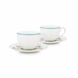 Coffret - 2 Paire tasse thé Jolie pois or - 280ml