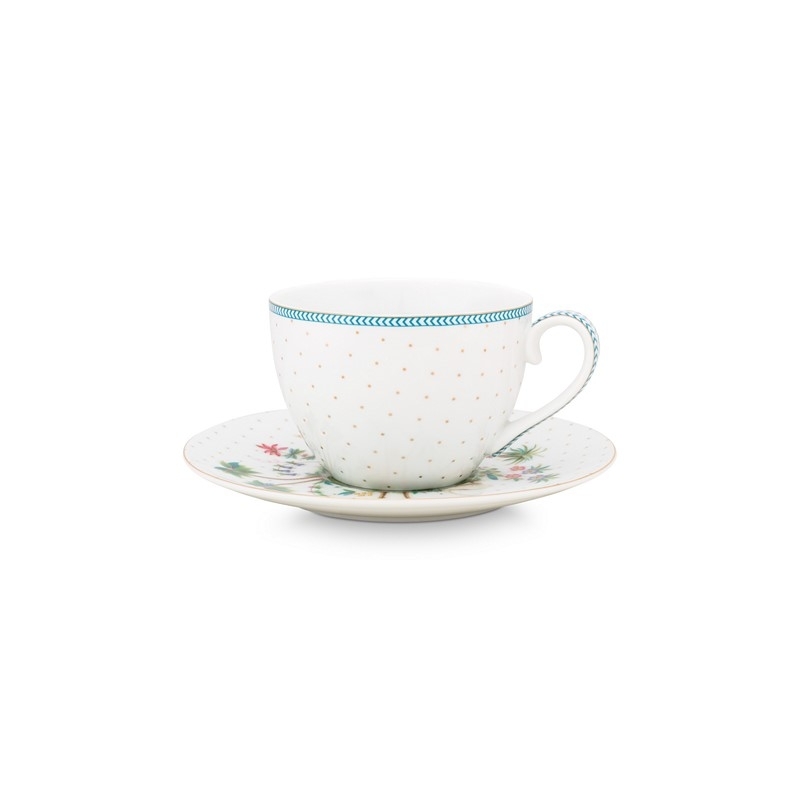 Paire tasse café Jolie pois or - 120ml