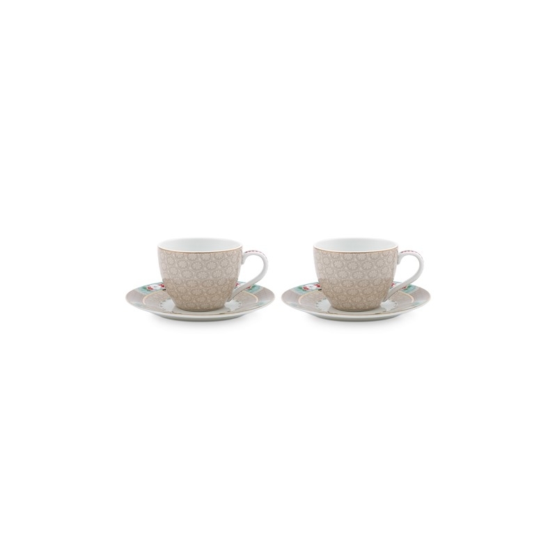 Coffret - 2 Paire tasse café Blushing Birds Kaki - 120ml