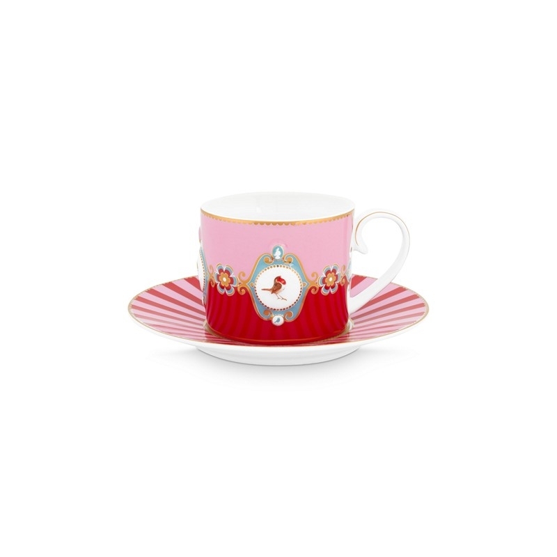 Love Birds  Paire tasse à thé Médaillon Rouge/Rose - 200ml