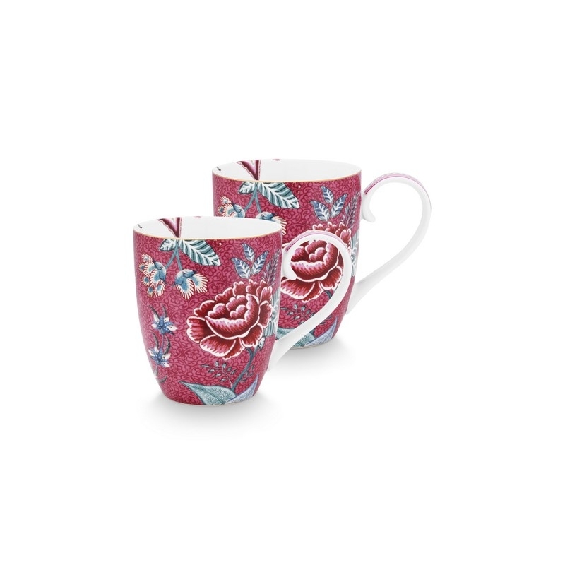 Coffret 2 Maxi mug XL Flower Festival Framboise 450ml