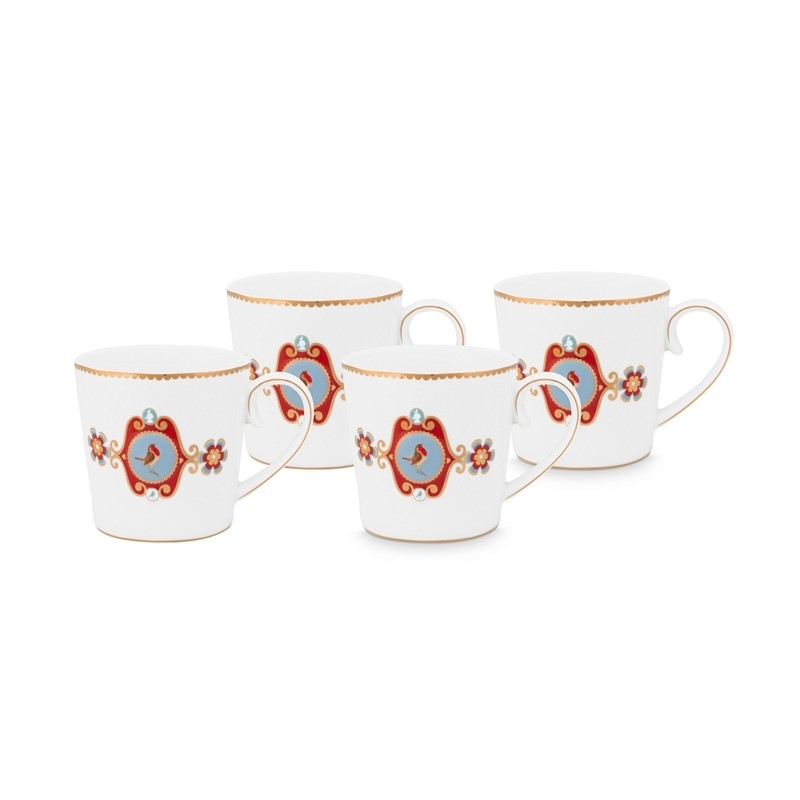 Coffret de 4 grands mugs Love Birds - Blanc - 250ml