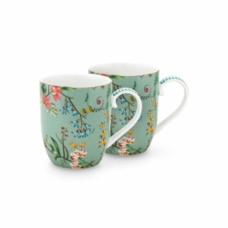 Coffret - 2 petit mug Jolie fleur bleu - 145ml