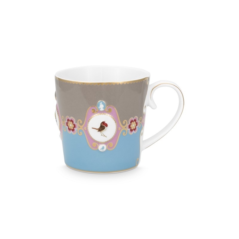 Love Birds Grand mug Médaillon Bleu/Kaki - 250ml