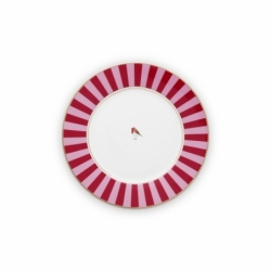 Assiette plate Love Birds Bande Rouge/Rose- 26,5cm