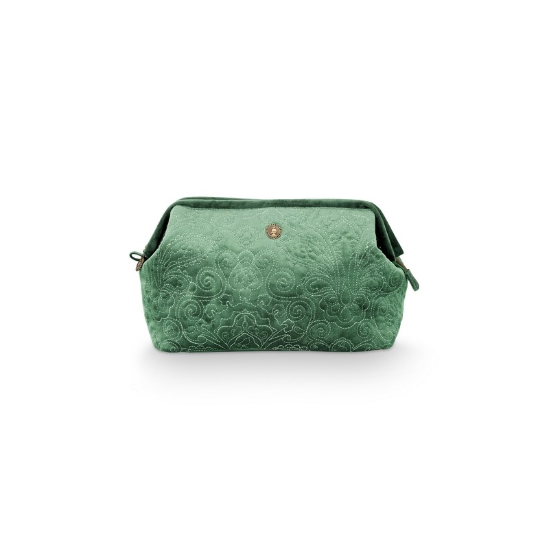 Trousse de toilette - Velours brodé - Vert - 30x20,7x13,8cm