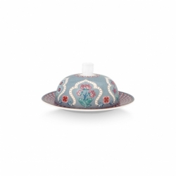 Beurrier rond Flower Festival Bleu clair 17x8cm