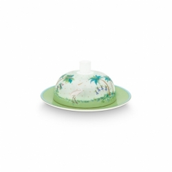 Beurrier rond Jolie pois vert 17x8cm