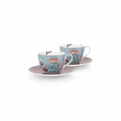 Coffret 2 Paire tasse thé Flower Festival Bleu...