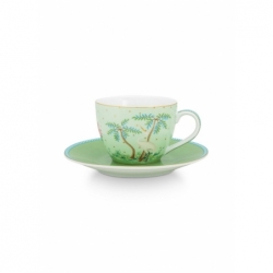 Paire tasse café Jolie pois or vert 120ml