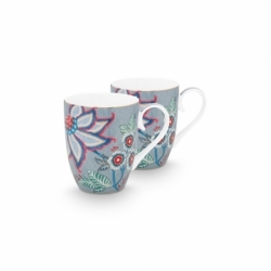 Coffret 2 Grand mug Flower Festival Bleu clair...