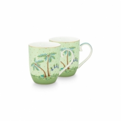 Coffret 2 petit mug Jolie pois or vert 145ml