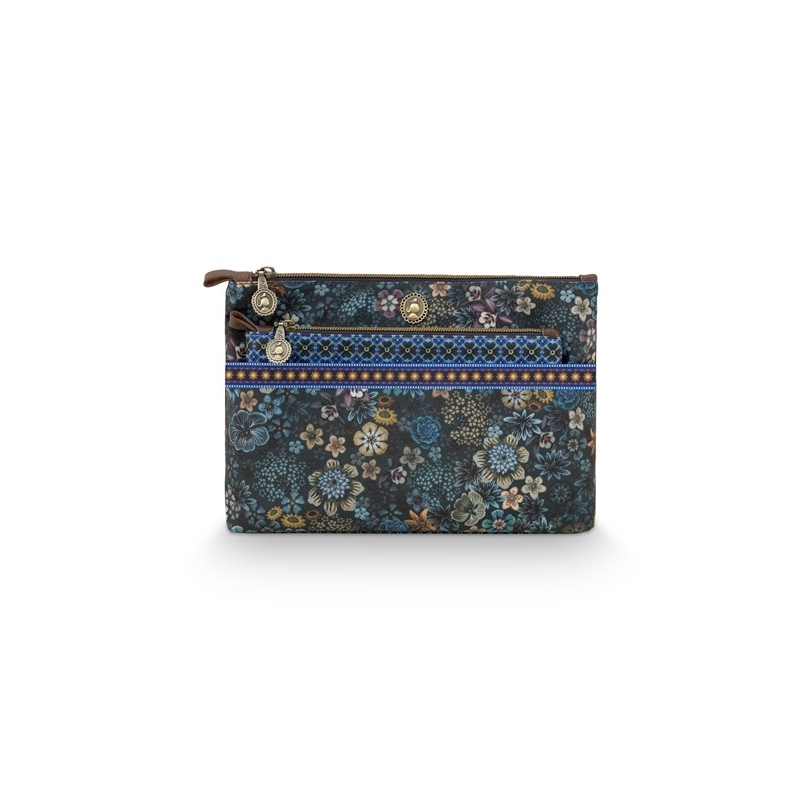 Trousse de toilette - Tutti i Fiori - Bleu - 26x18x7,5cm/22x13x1cm