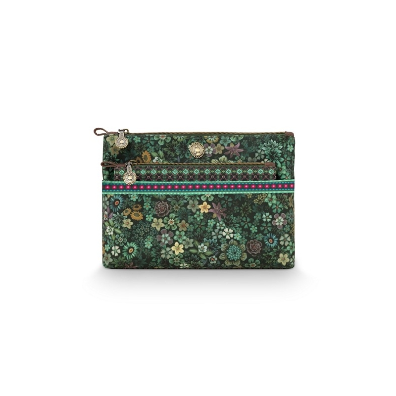 Trousse de toilette - Tutti i Fiori - Vert - 26x18x7,5cm/22x13x1cm