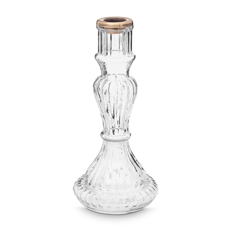 Bougeoir en verre rim - 20cm