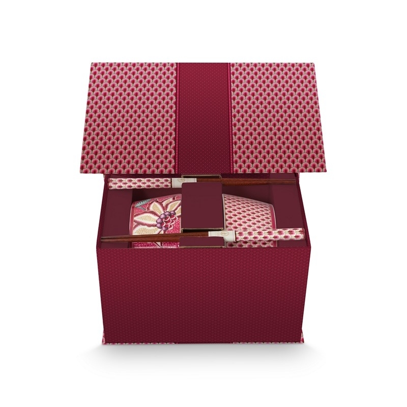 Coffret Cadeau 2 Bols & 2 paires de baguettes - Oriental Flower Festival - Rose