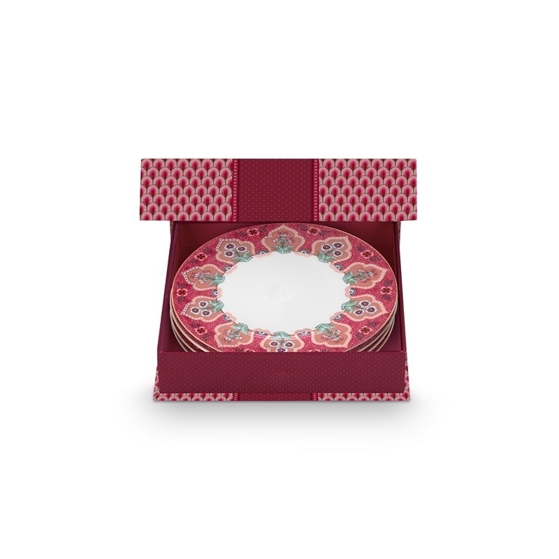 Coffret Cadeau 4 assiettes - Oriental Flower Festival - Rose - 21cm