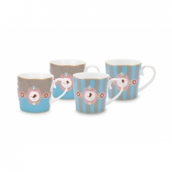 Coffret de 4 petits mugs - Love Birds - Bleu /...