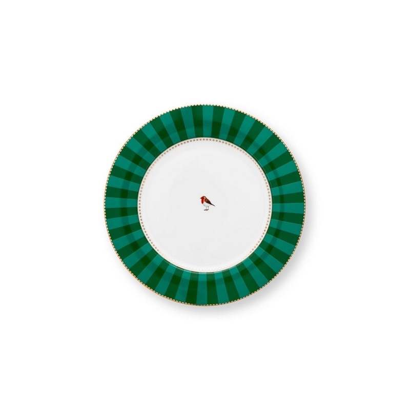 Assiette plate Love Birds Stripes Emeraude/Vert - 26,5cm