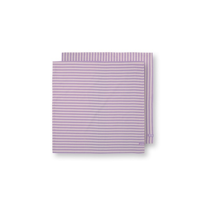 Set de 2 Torchons Rayés Lilas - 65x65cm