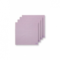 Set de 4 serviettes Rayées Lilas - 40x40cm