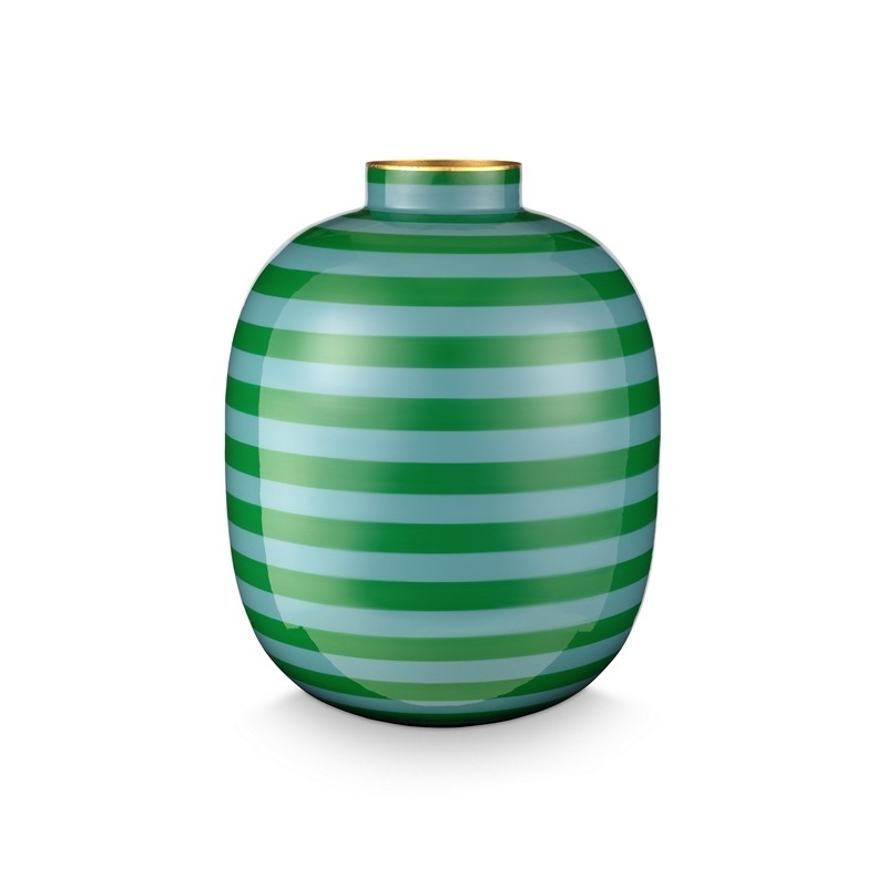 Vase métal Stripes Vert Foncé - 23cm