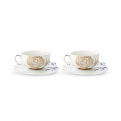 Coffret de 2 Paires tasse à thé Royal Blanc -...