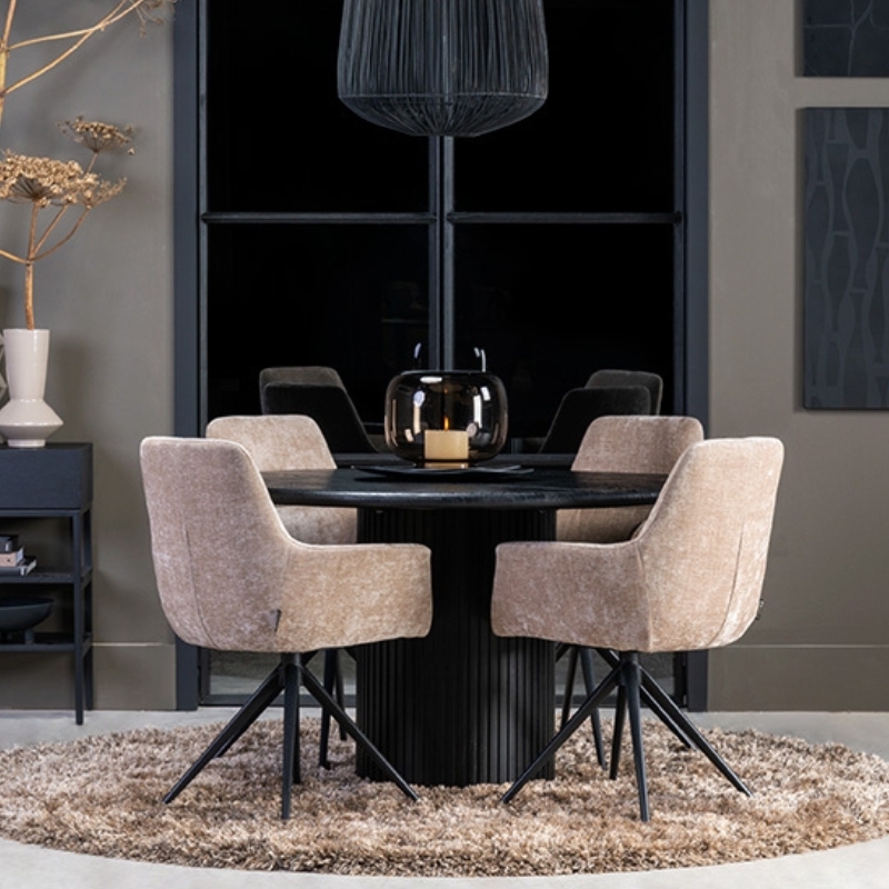 Table diner ronde Wilmington noir - Ø130x76cm