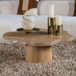 Table basse organique en Chêne - Beige - Ø90x35cm