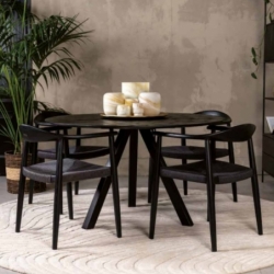 Table diner ronde noir chêne - Ø130x76cm