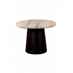 Table basse Utah en marbre noir pied noyer -...