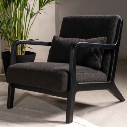 Fauteuil à bouclette scandinave - Noir -...